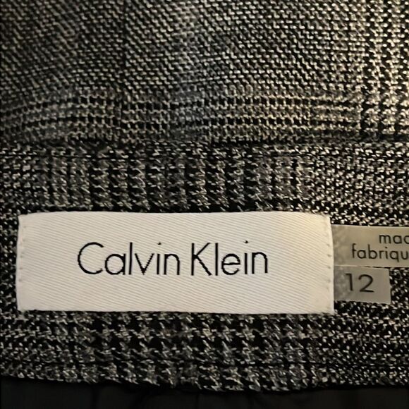 Calvin‎ Klein Black/Grey Plaid Lined Skirt Size 12 Nwot - Picture 12 of 13